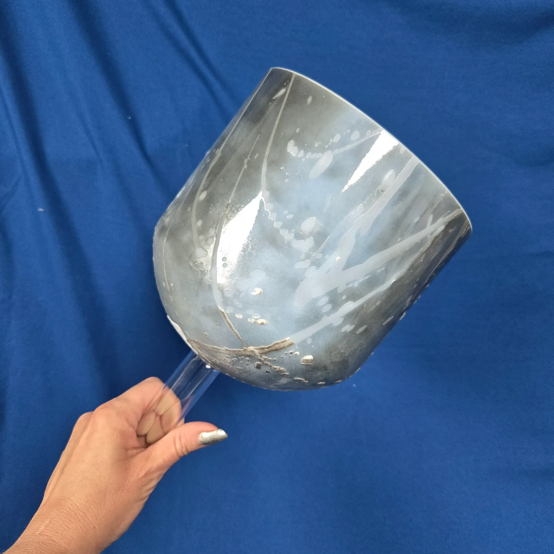 [2099] [#2099] 7" Lapis Lazuli Infused Quartz Crystal Singing Bell | 4F-35 | 342 Hz
