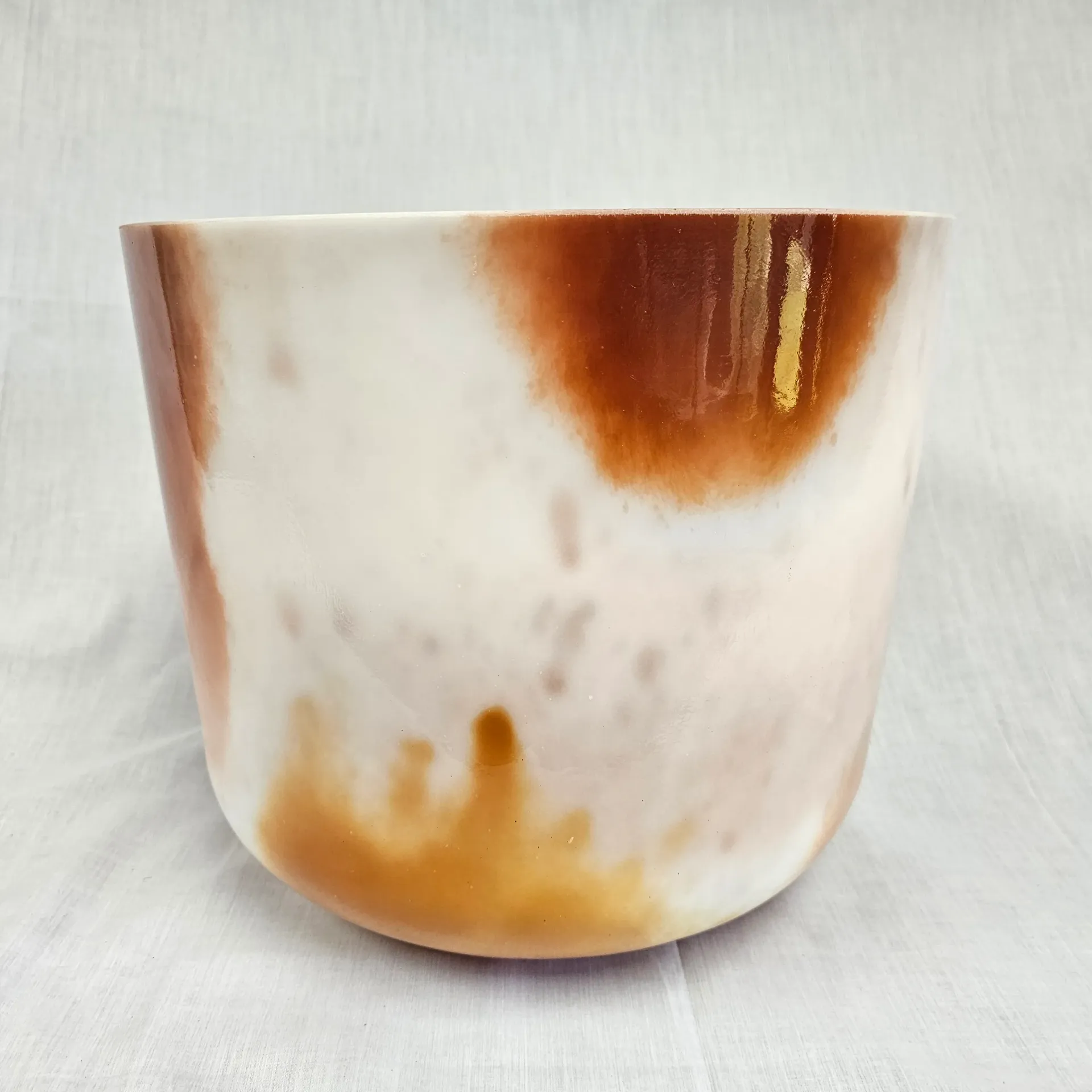 [#4812] 12" Cacao & Rose Petal Infused Quartz Crystal Singing Bowl | 3C-6 | 130 Hz