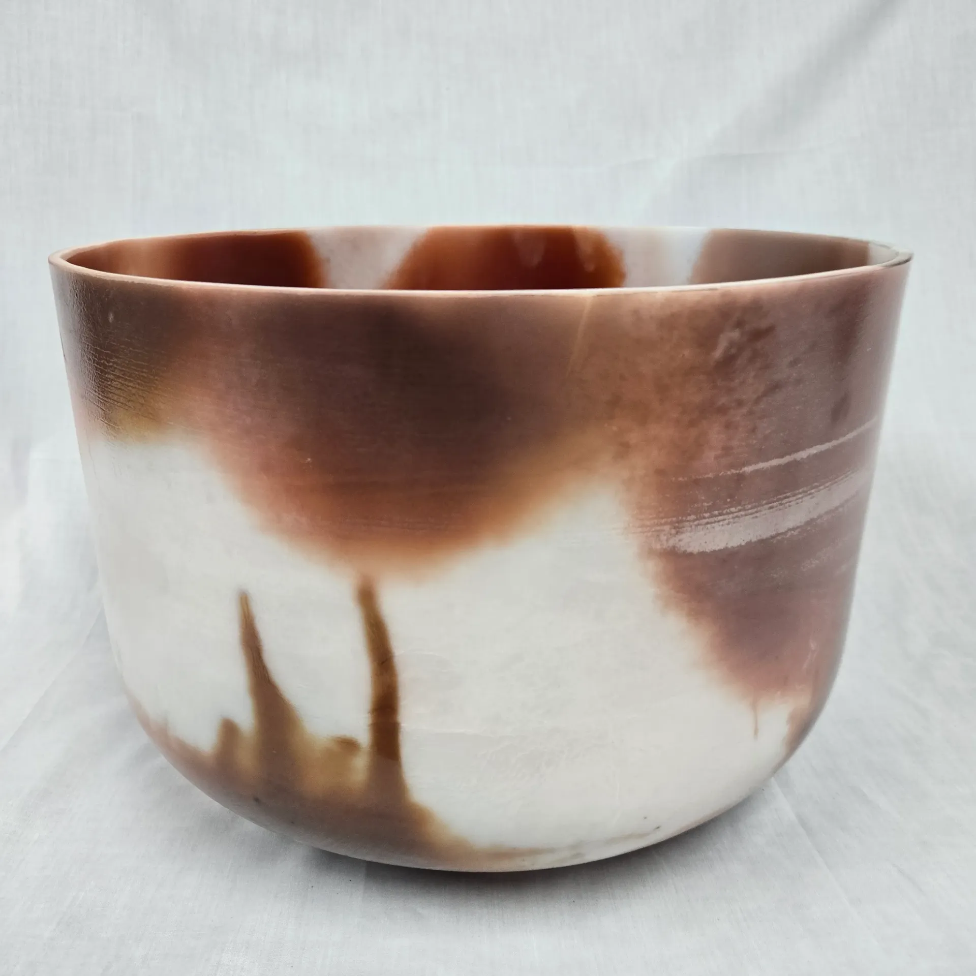 [#5008] 14" Cacao & Rose Petal Infused Quartz Crystal Singing Bowl | 3F-19 | 172 Hz