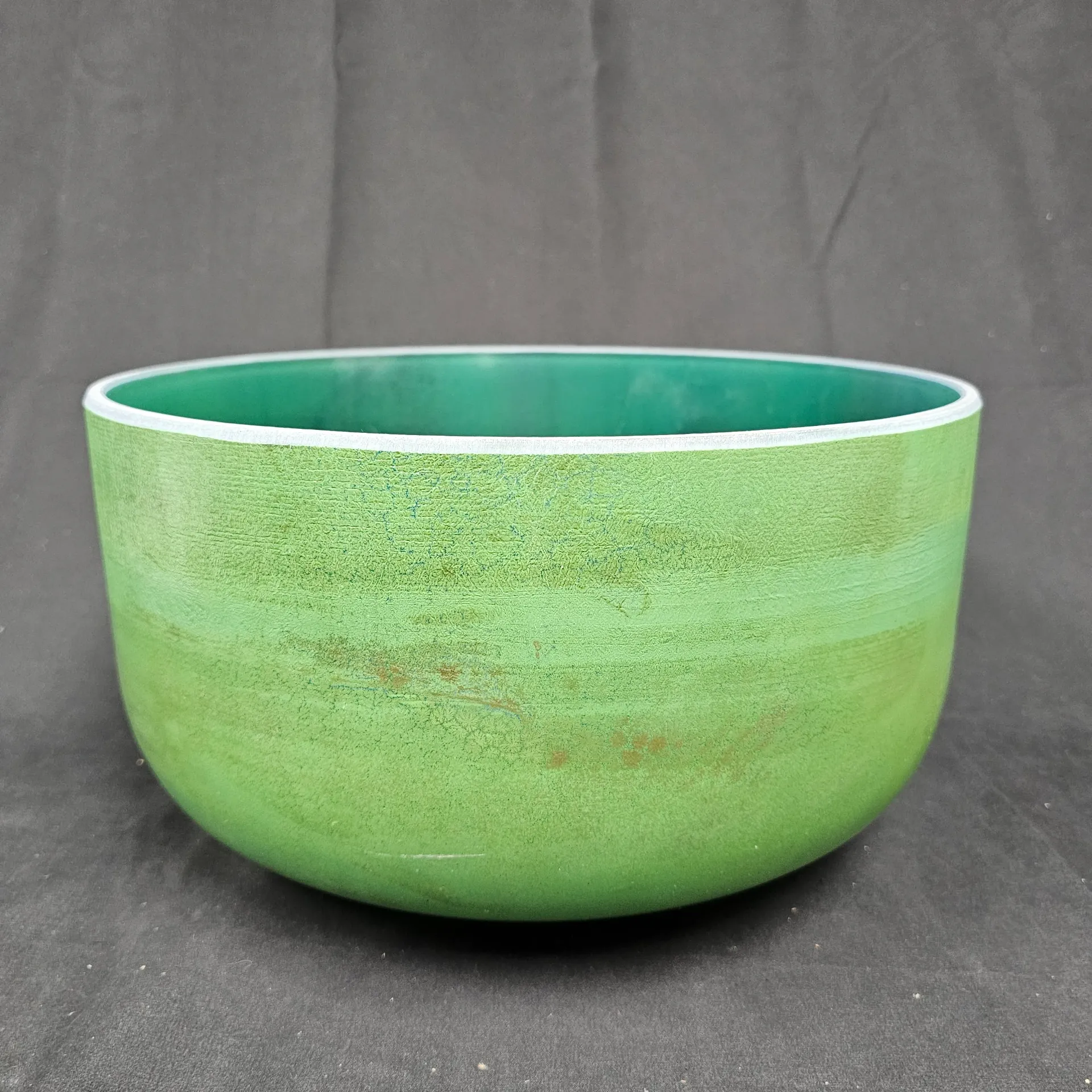 [#5449] 14" Moldavite Infused Quartz Crystal Singing Bowl | 3B+30 | 251 Hz